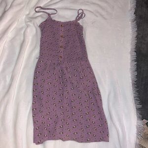 Hollister purple floral dress with light brown buttons! size xs